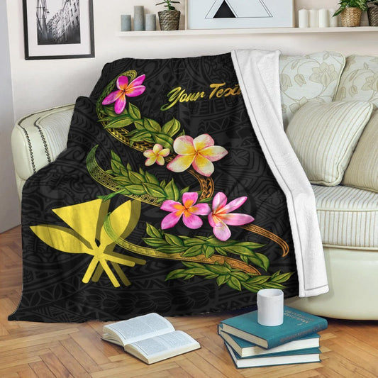 Hawaii Polynesian Custom Personalised Blanket Plumeria Tribal