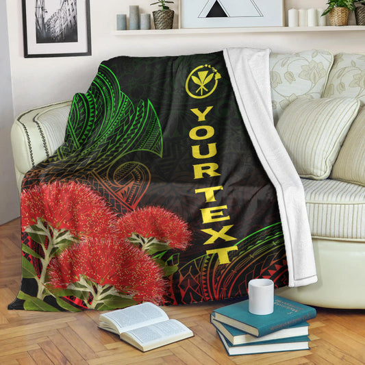 Custom Personalised Hawaii Polynesian Blanket Ohia Lehua