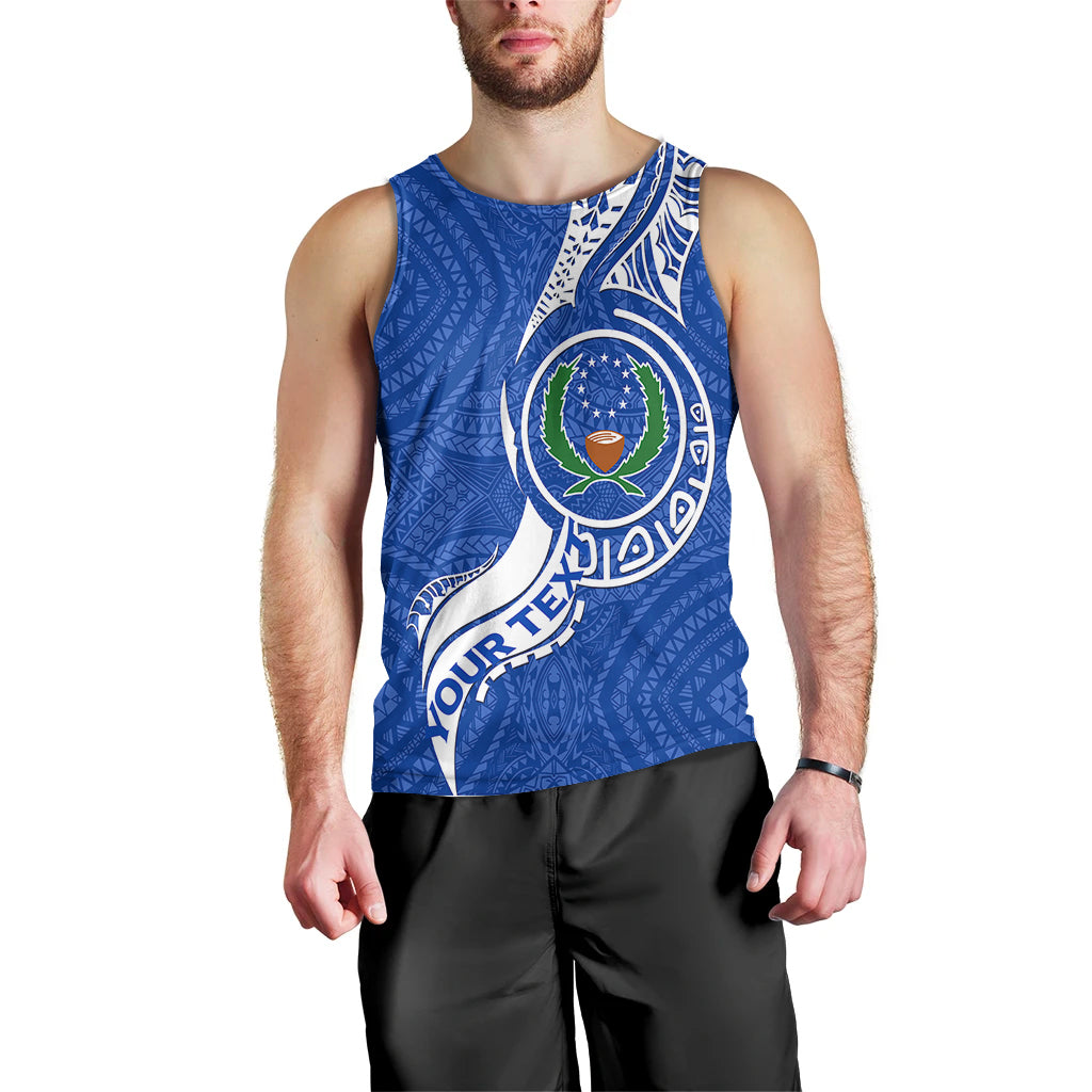 Custom Personalised Pohnpei Men Tank Top Micronesia Pride Blue