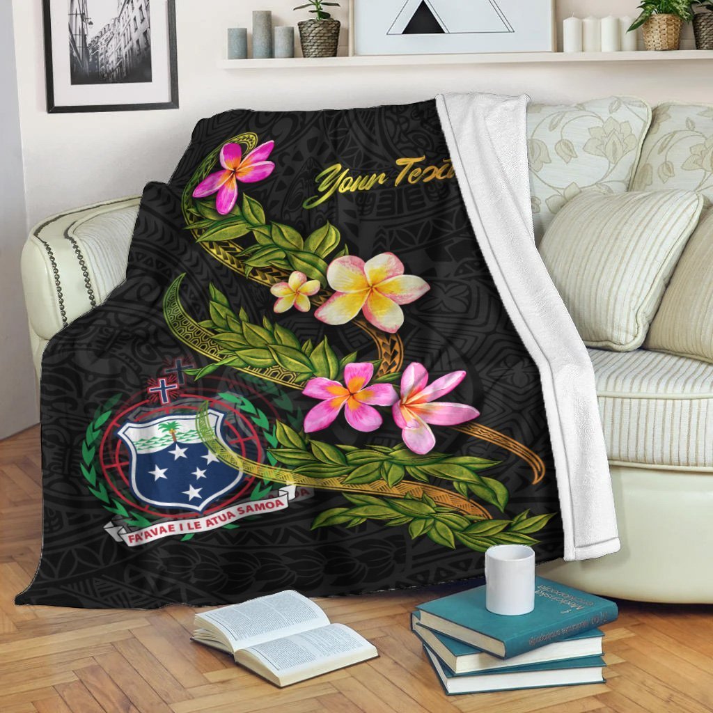 Samoa Polynesian Custom Personalised Blanket Plumeria Tribal