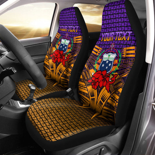 (Custom Personalised) Samoa Car Seat Covers Hibiscus With Tribal