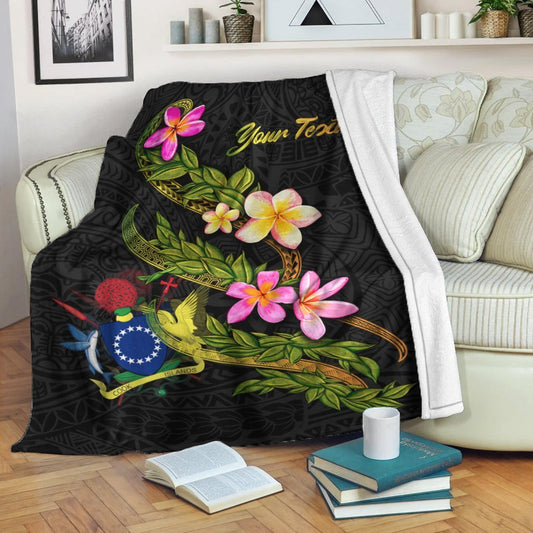 Cook Islands Polynesian Custom Personalised Blanket Plumeria Tribal