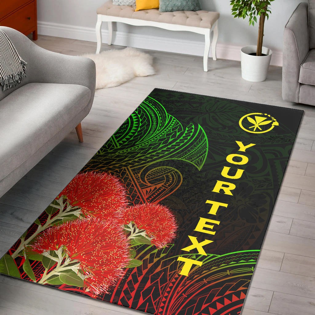 (Custom Personalised) Hawaii Polynesian Area Rug Ohia Lehua