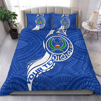 (Custom Personalised) Pohnpei Bedding Set Micronesia Pride Blue