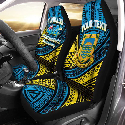 (Custom Personalised) Tuvalu Car Seat Covers 44th Independence Anniversary Tribal Pattern