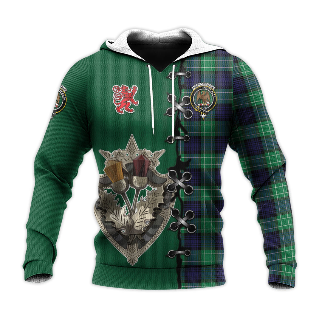 Printivon Abercrombie Tartan Hoodie Lion Rampant And Celtic Thistle Style