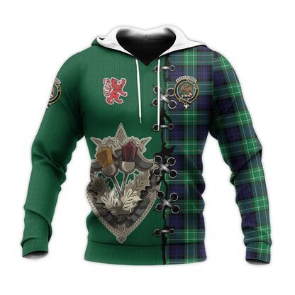 Printivon Abercrombie Tartan Hoodie Lion Rampant And Celtic Thistle Style