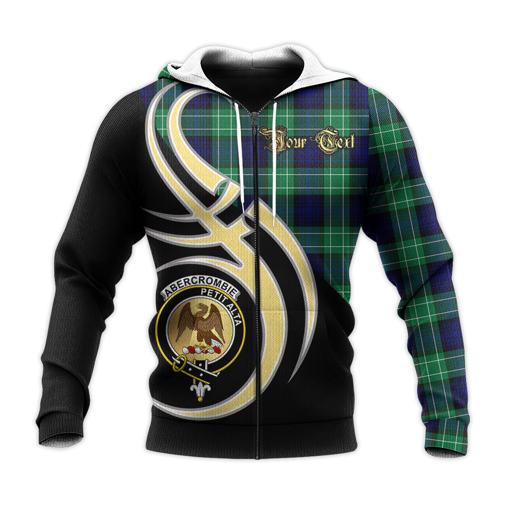 Printivon Abercrombie Clan Believe In Me Crest Tartan Knitted Hoodie Custom Your Text