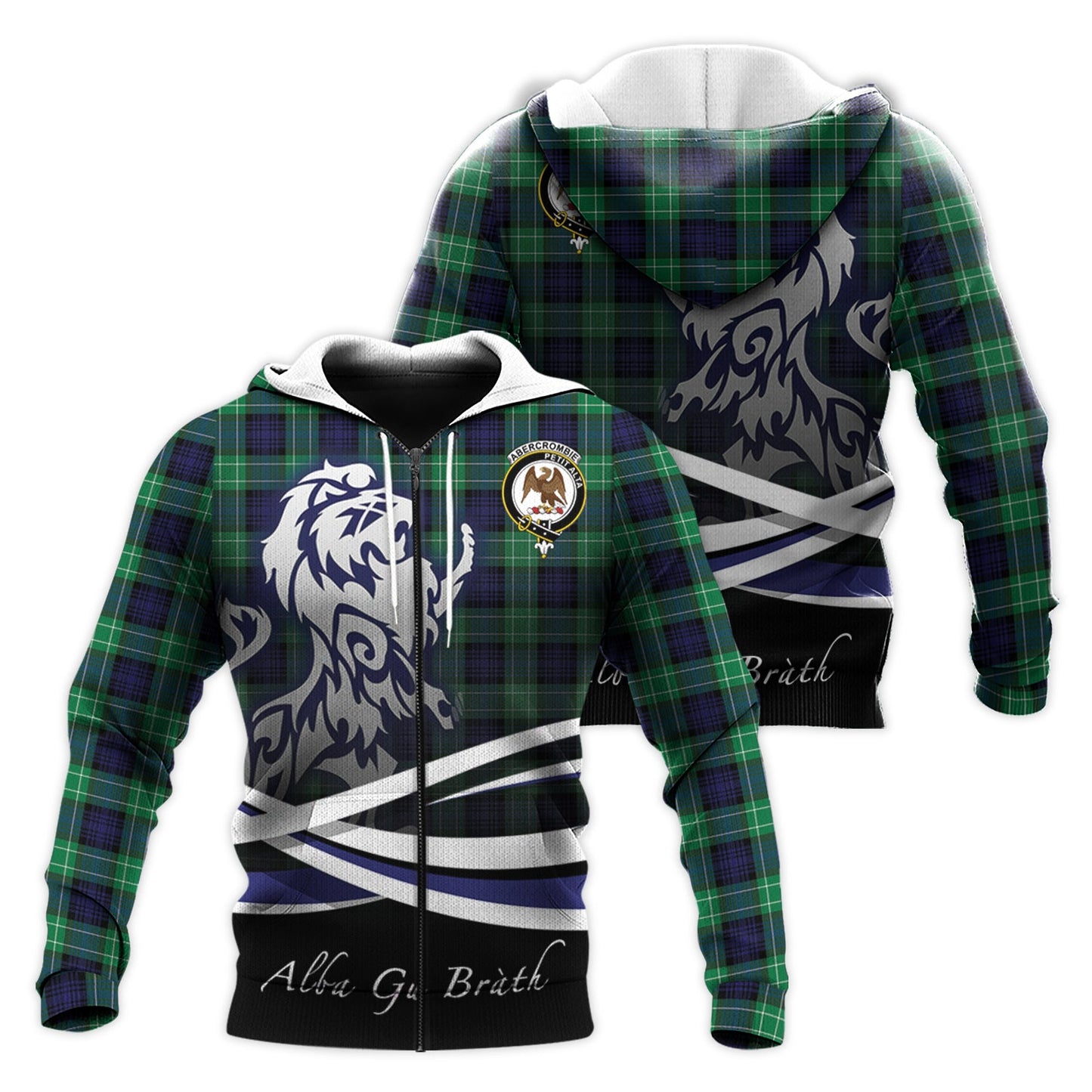 Printivon Abercrombie Tartan Scottish Lion Hoodie