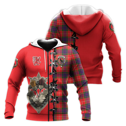 Printivon Abernethy Tartan Hoodie Lion Rampant And Celtic Thistle Style