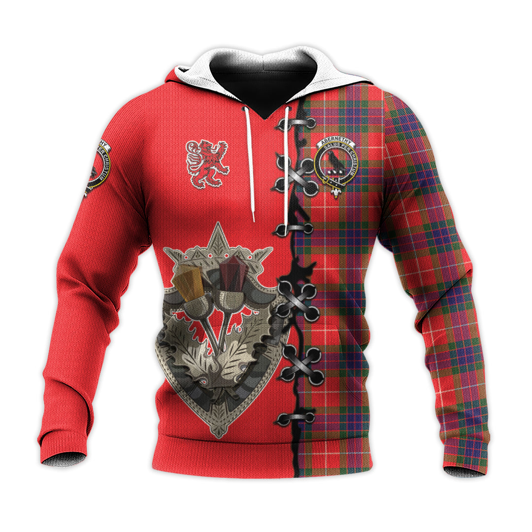Printivon Abernethy Tartan Hoodie Lion Rampant And Celtic Thistle Style