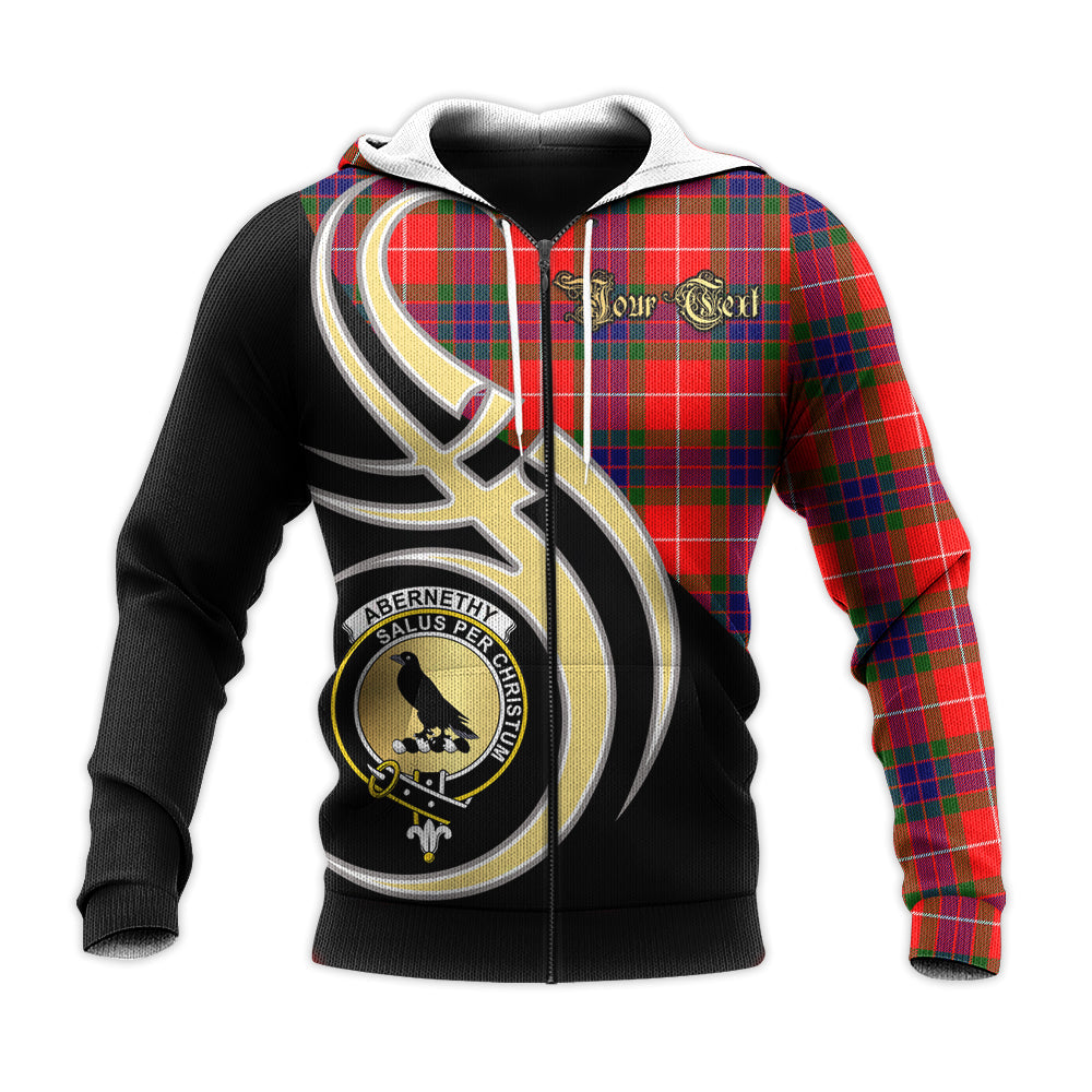 Printivon Abernethy Clan Believe In Me Crest Tartan Knitted Hoodie Custom Your Text