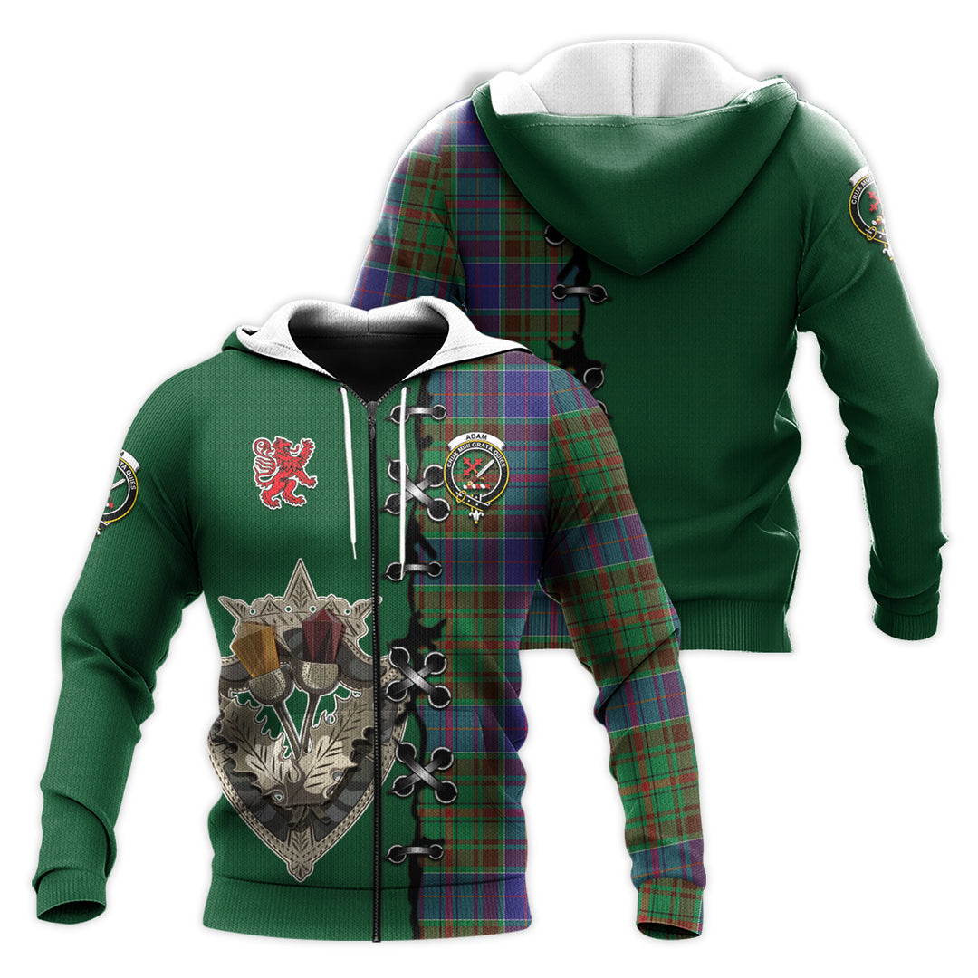 Printivon Adam Tartan Hoodie Lion Rampant And Celtic Thistle Style