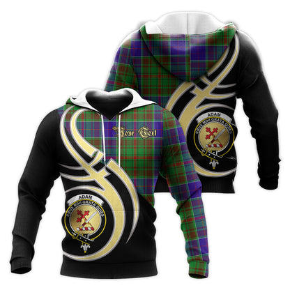 Printivon Adam Clan Believe In Me Crest Tartan Knitted Hoodie Custom Your Text