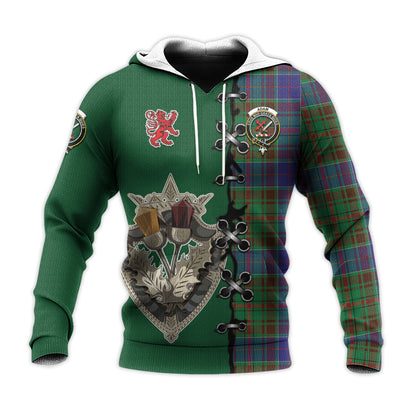 Printivon Adam Tartan Hoodie Lion Rampant And Celtic Thistle Style