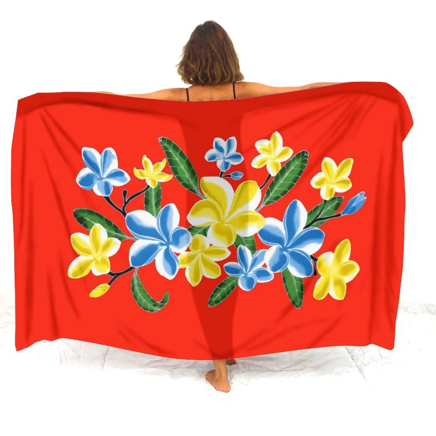 Tropical Floral Patterns Printed Red Women's Sarong Beach
