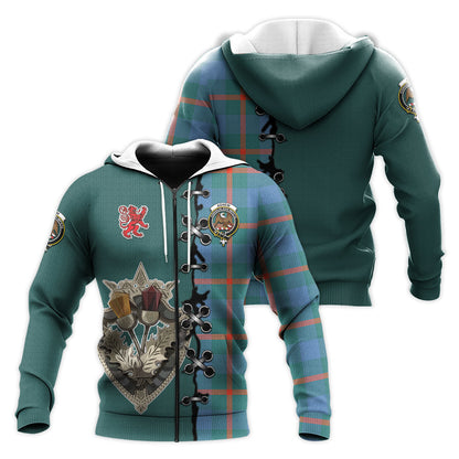 Printivon Agnew Ancient Tartan Hoodie Lion Rampant And Celtic Thistle Style