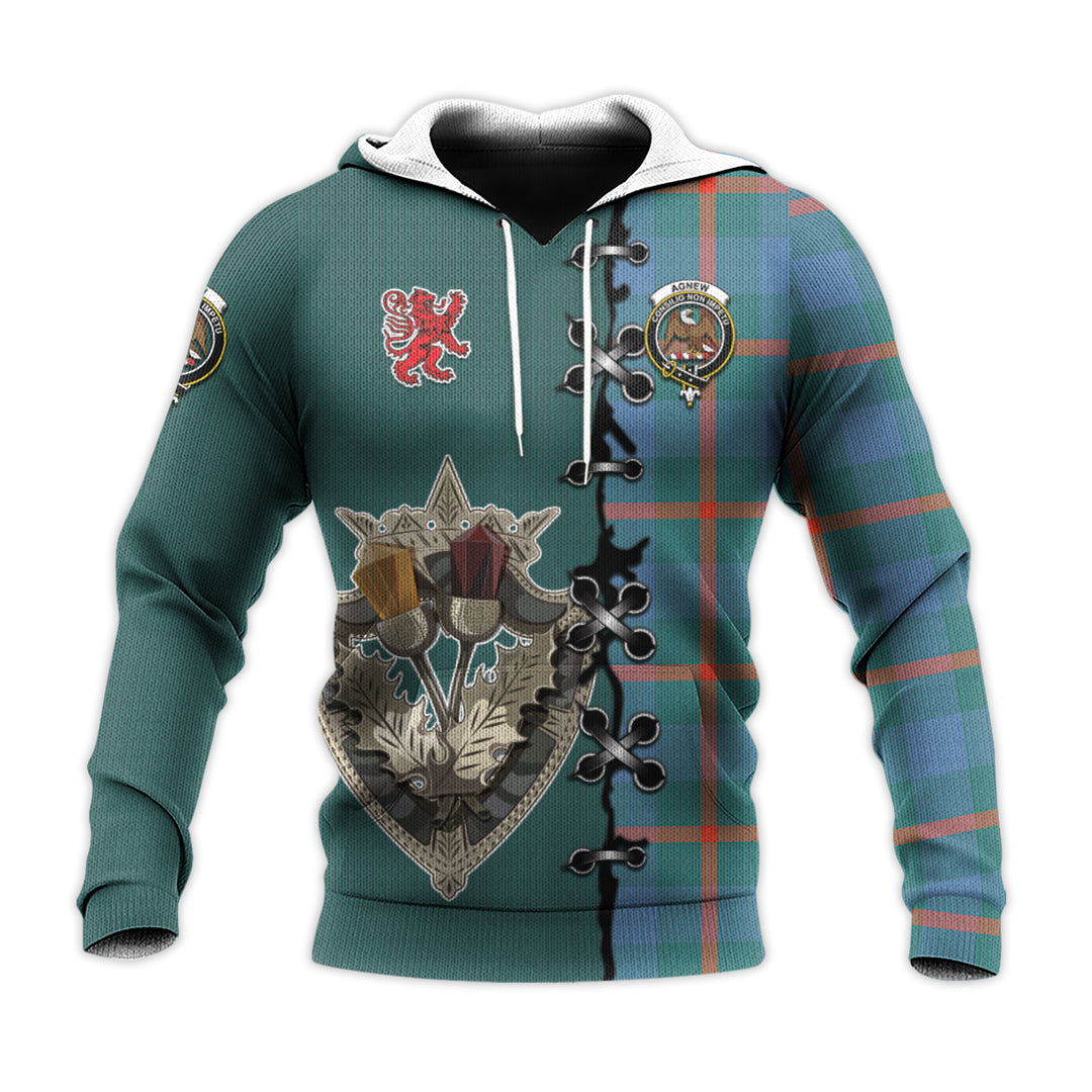 Printivon Agnew Ancient Tartan Hoodie Lion Rampant And Celtic Thistle Style