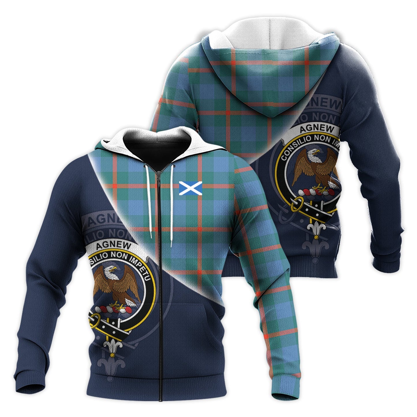 Printivon Agnew Ancient Tartan Scottish Crest Hoodie