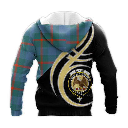 Printivon Agnew Ancient Clan Believe In Me Crest Tartan Knitted Hoodie Custom Your Text