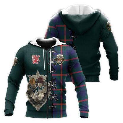 Printivon Agnew Modern Tartan Hoodie Lion Rampant And Celtic Thistle Style