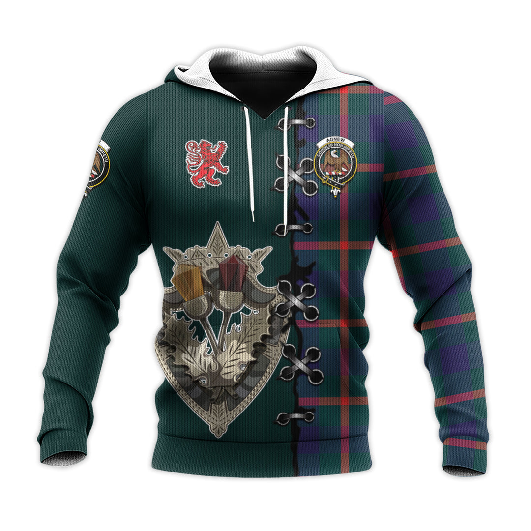 Printivon Agnew Modern Tartan Hoodie Lion Rampant And Celtic Thistle Style