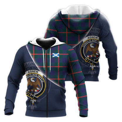 Printivon Agnew Modern Tartan Scottish Crest Hoodie