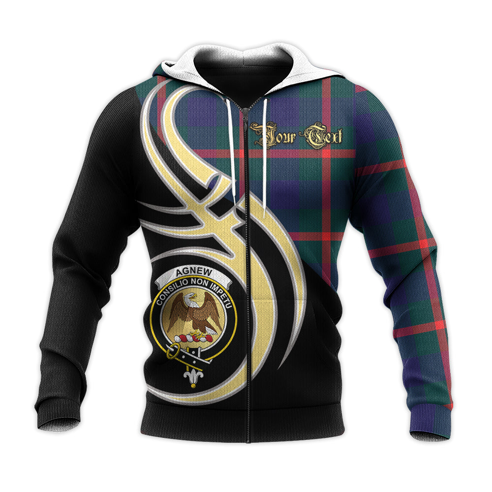 Printivon Agnew Modern Clan Believe In Me Crest Tartan Knitted Hoodie Custom Your Text