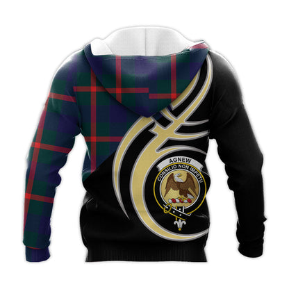 Printivon Agnew Modern Clan Believe In Me Crest Tartan Knitted Hoodie Custom Your Text