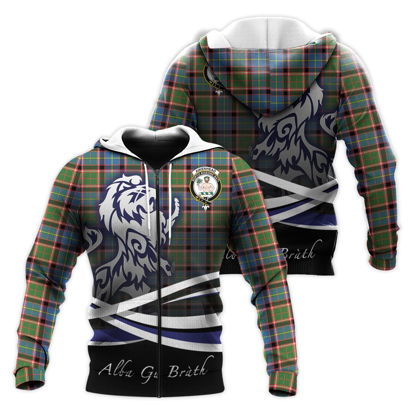 Printivon Aikenhead Tartan Scottish Lion Hoodie