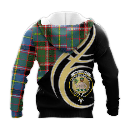 Printivon Aikenhead Clan Believe In Me Crest Tartan Knitted Hoodie Custom Your Text
