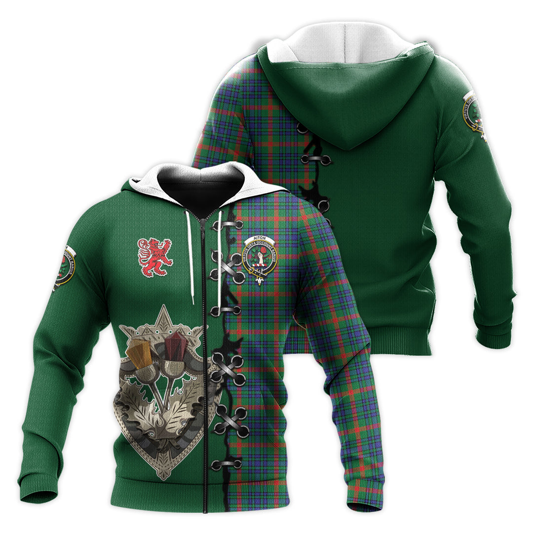 Printivon Aiton Tartan Hoodie Lion Rampant And Celtic Thistle Style