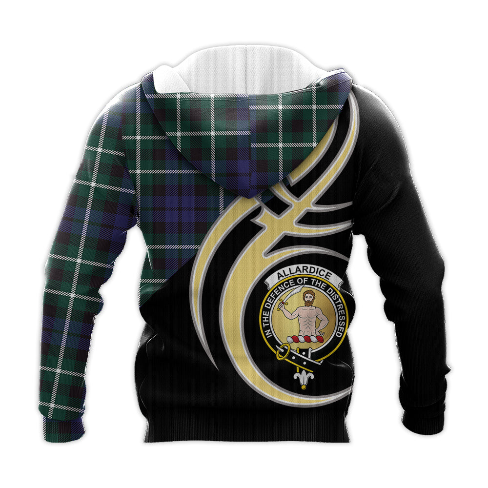 Printivon Allardice Clan Believe In Me Crest Tartan Knitted Hoodie Custom Your Text