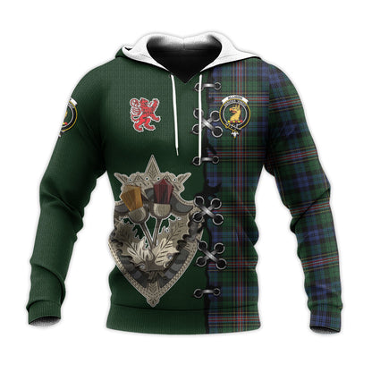 Printivon Allison Tartan Hoodie Lion Rampant And Celtic Thistle Style