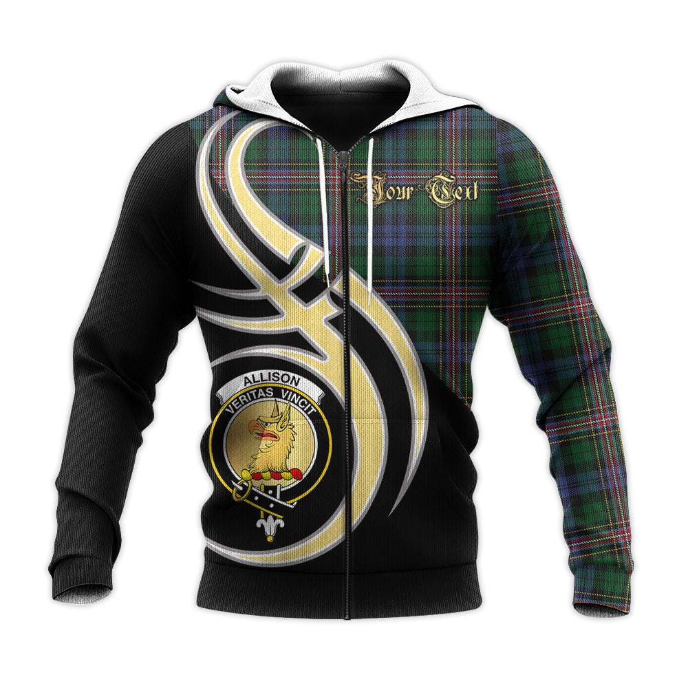 Printivon Allison Clan Believe In Me Crest Tartan Knitted Hoodie Custom Your Text