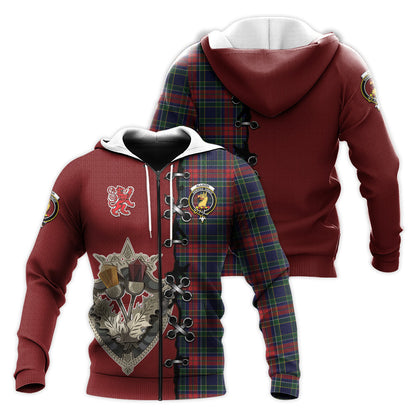 Printivon Allison Red Tartan Hoodie Lion Rampant And Celtic Thistle Style
