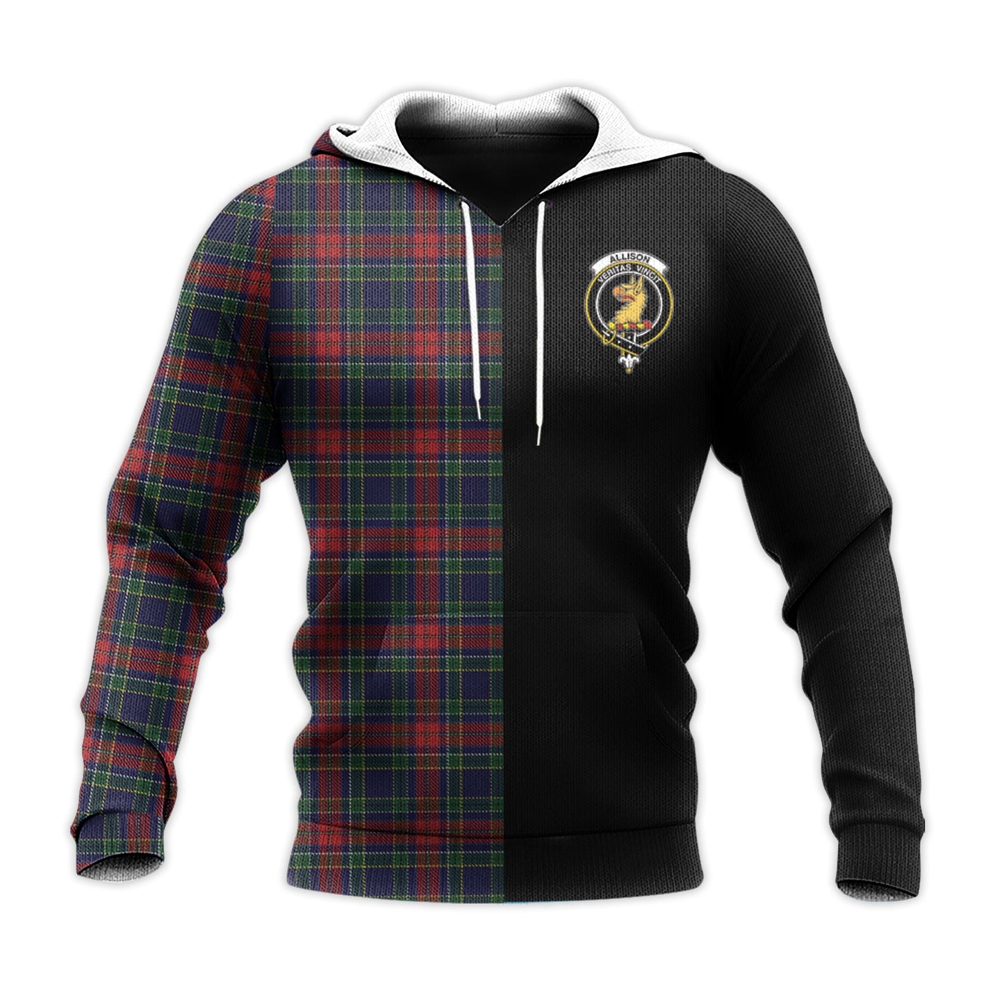 Printivon Allison Red Tartan Personalize Half Hoodie