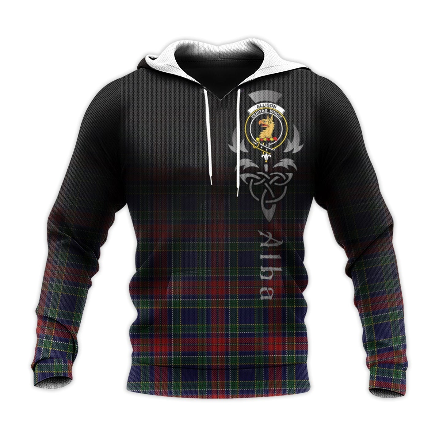 Printivon Allison Red Tartan Crest Alba Celtic Hoodie