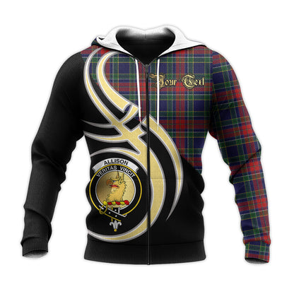 Printivon Allison Red Clan Believe In Me Crest Tartan Knitted Hoodie Custom Your Text