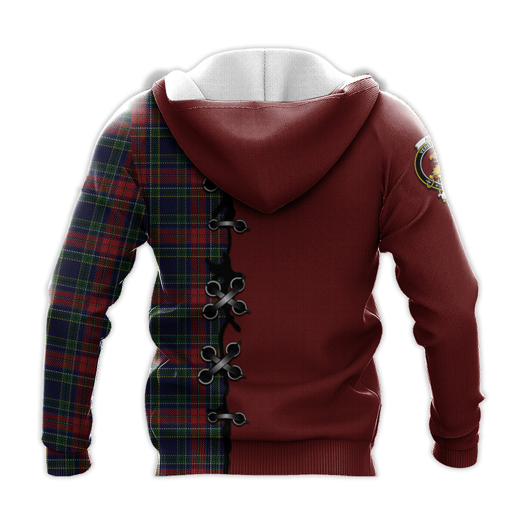 Printivon Allison Red Tartan Hoodie Lion Rampant And Celtic Thistle Style