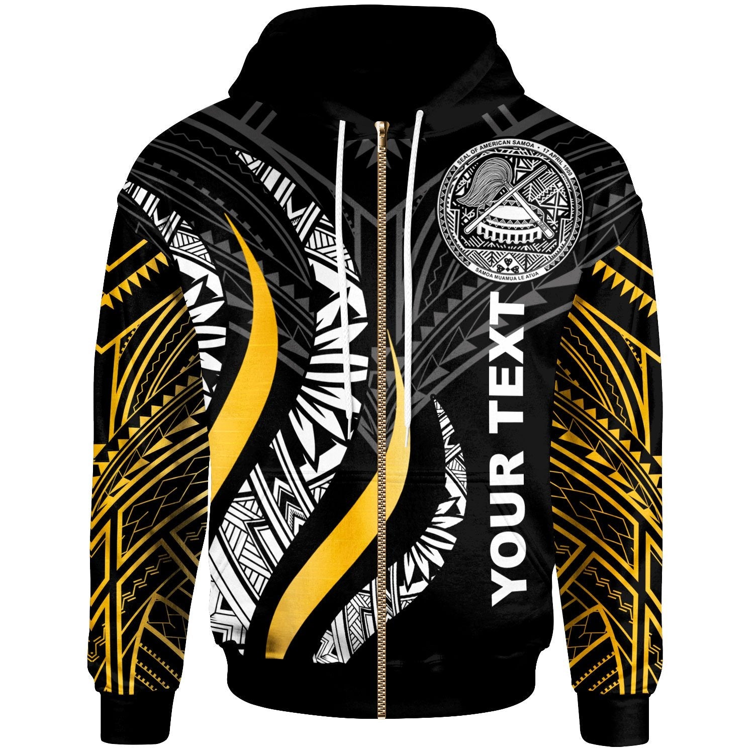 American Samoa Zip Hoodie American Samoa Strong Fire Pattern