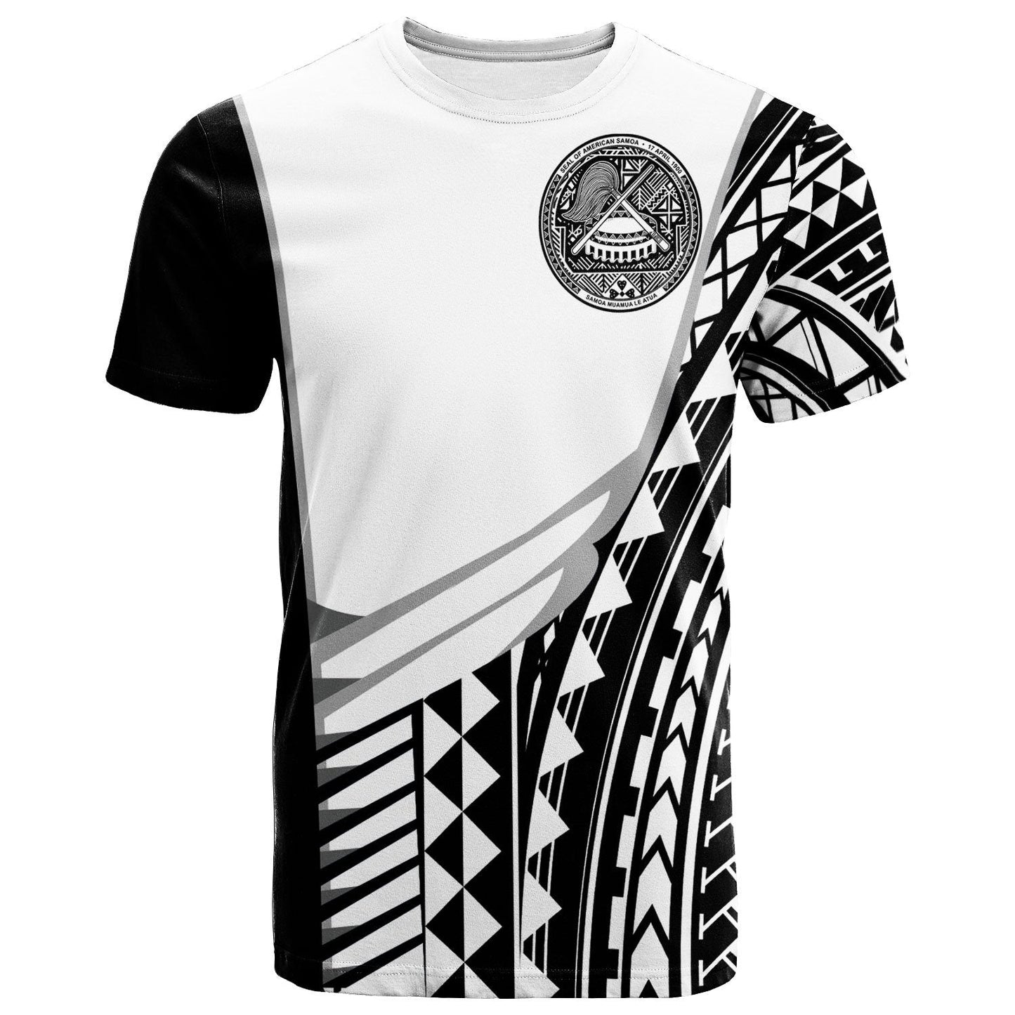 American Samoa Black Polynesian Pattern T - Shirt - Athletes Style