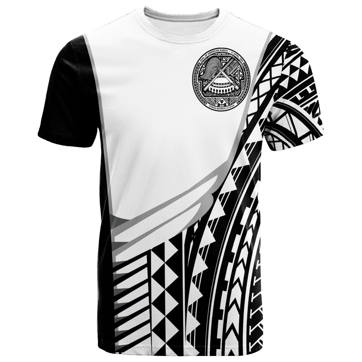 American Samoa Black Polynesian Pattern T - Shirt - Athletes Style