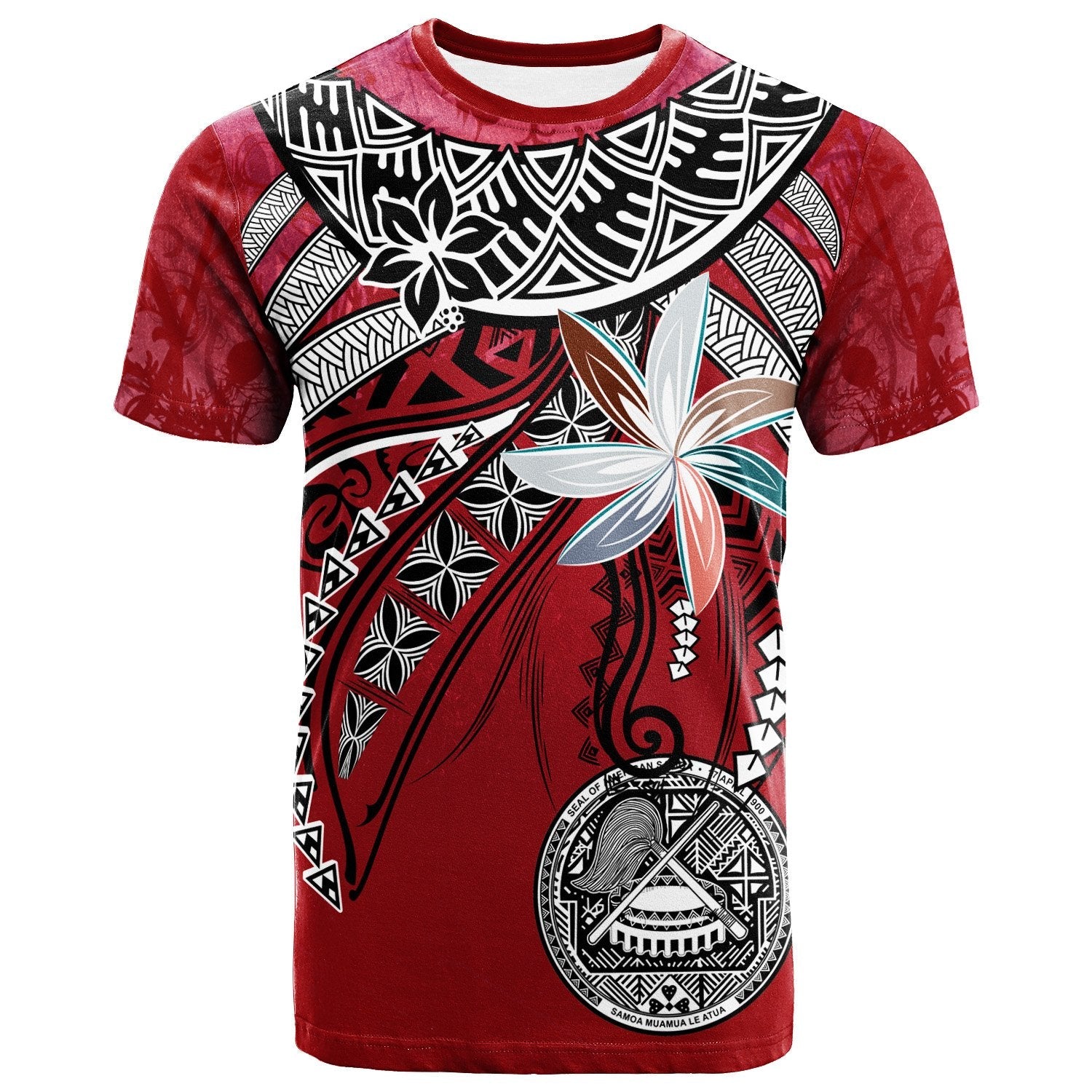 American Samoa T - Shirt - Fanciful Forest Red Color