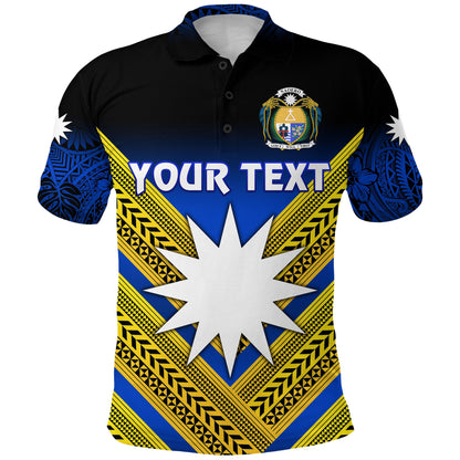 Custom Personalised Nauru Polynesian Flag Polo Shirt Creative Style - Gradient Blue