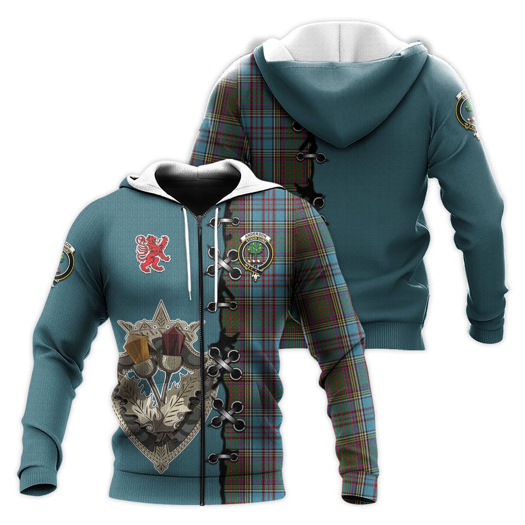 Printivon Anderson Tartan Hoodie Lion Rampant And Celtic Thistle Style