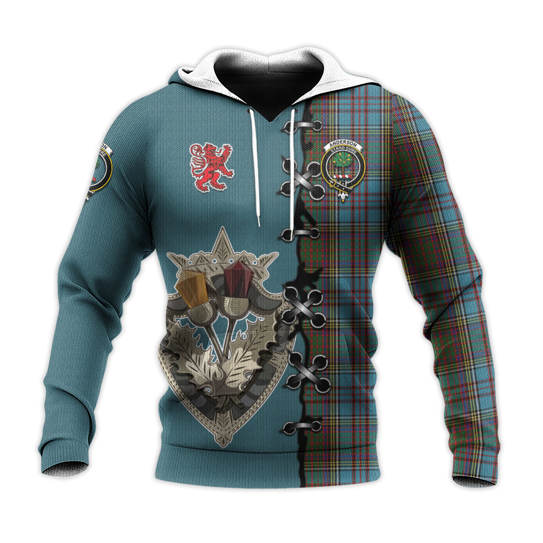 Printivon Anderson Tartan Hoodie Lion Rampant And Celtic Thistle Style