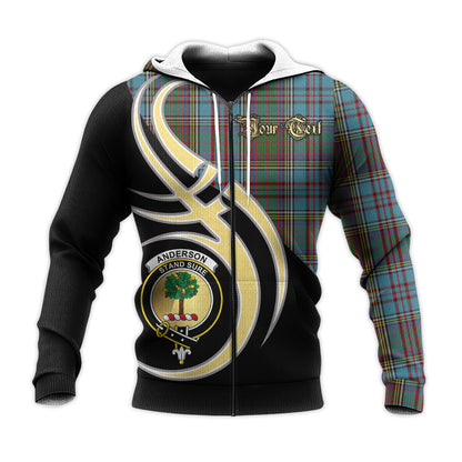 Printivon Anderson Clan Believe In Me Crest Tartan Knitted Hoodie Custom Your Text