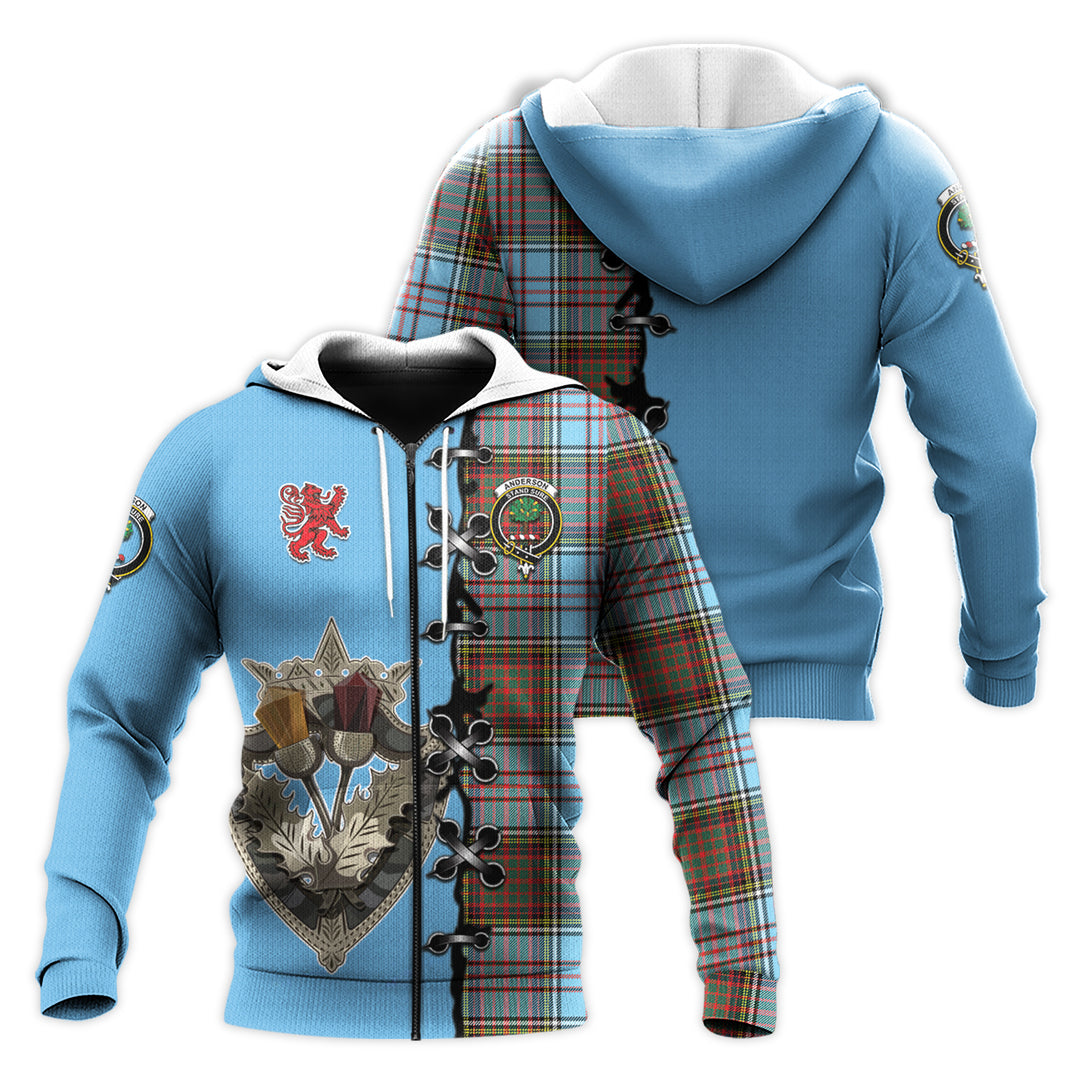 Printivon Anderson Ancient Tartan Hoodie Lion Rampant And Celtic Thistle Style