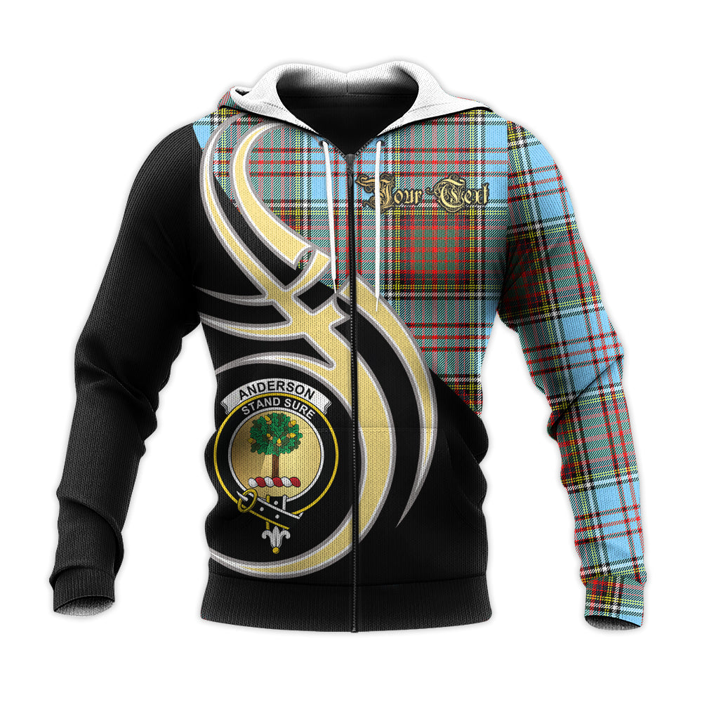 Printivon Anderson Ancient Clan Believe In Me Crest Tartan Knitted Hoodie Custom Your Text